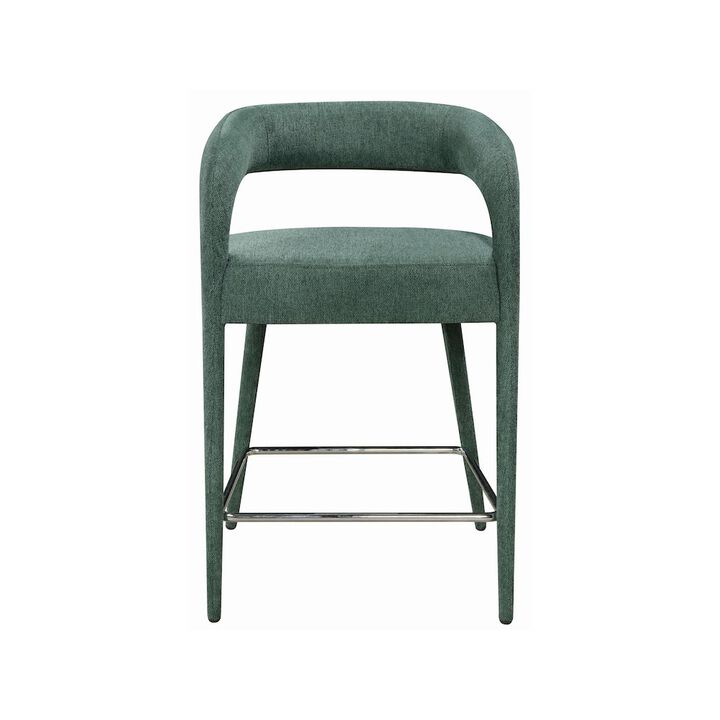 Galway Counter Chair in Teal Linen Fabric on Metal Frame