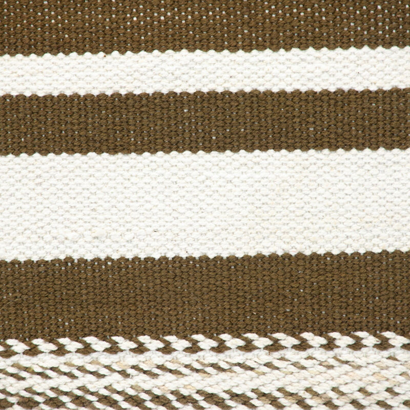 HomeRoots 18" Brown And White Cotton Striped Throw Pillow image number 3