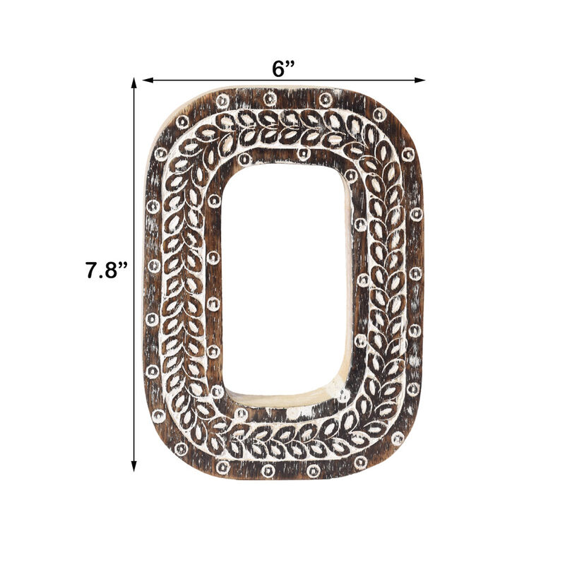 Vintage Natural Handmade Eco-Friendly "O" Alphabet Letter Block For Wall Mount & Table Top Décor