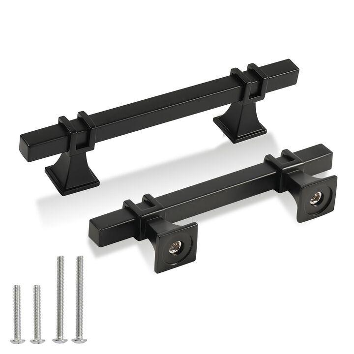 Redunest Cabinet Pulls Matte Black Cabinet Handles, 2 Pack 3-3/4 Inch Kitchen Door Cupboard Wardrobe Drawer Handles, Cabinet Har