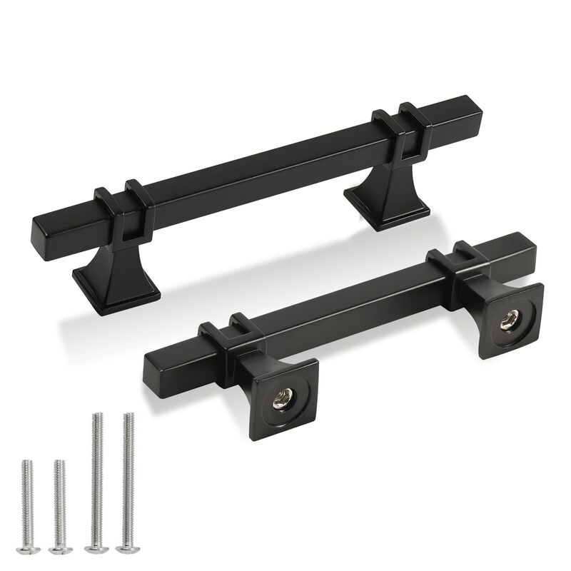 Redunest Cabinet Pulls Matte Black Cabinet Handles, 2 Pack 3-3/4 Inch Kitchen Door Cupboard Wardrobe Drawer Handles, Cabinet Har