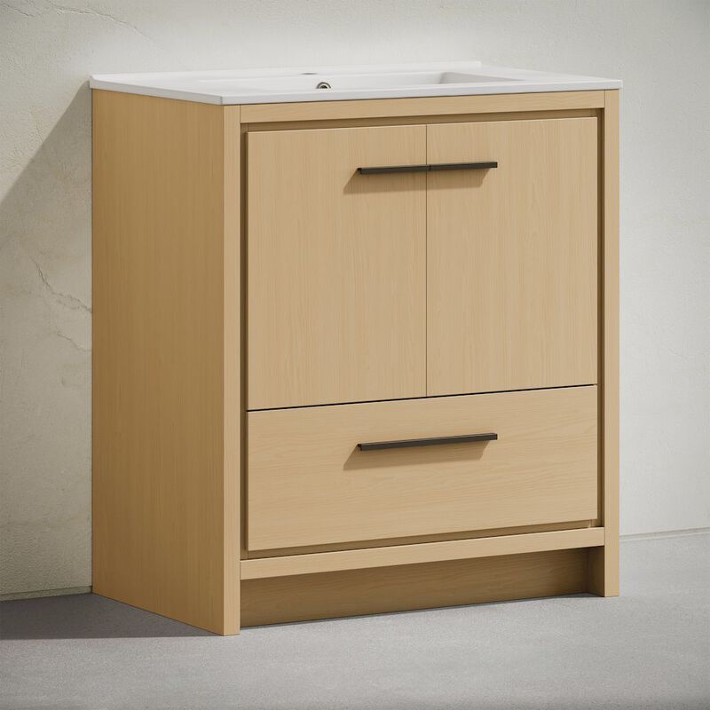 Virage 30" Freestanding Bathroom Vanity in Natural Oak with Sink Top image number 4