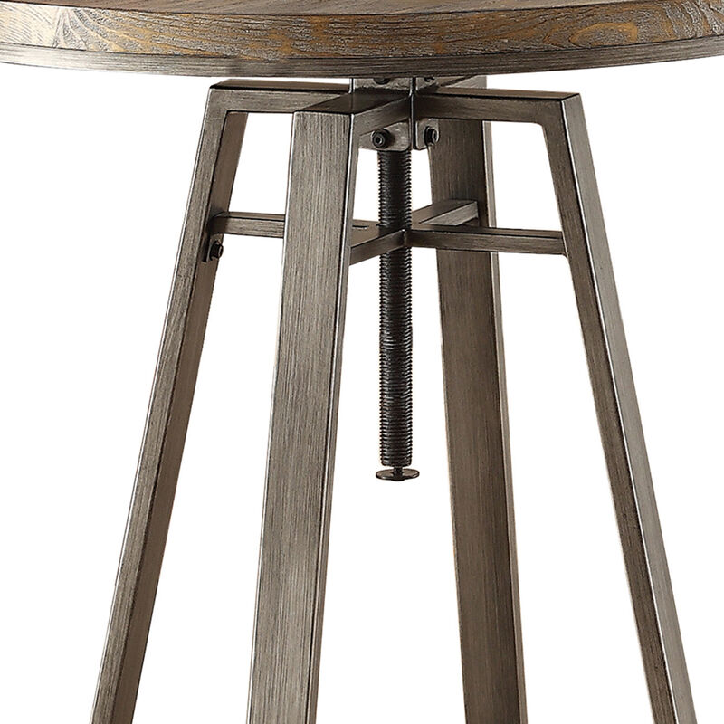 Contemporary Bar Table with Swivel Adjustable Height Mechanism, Brown-Benzara