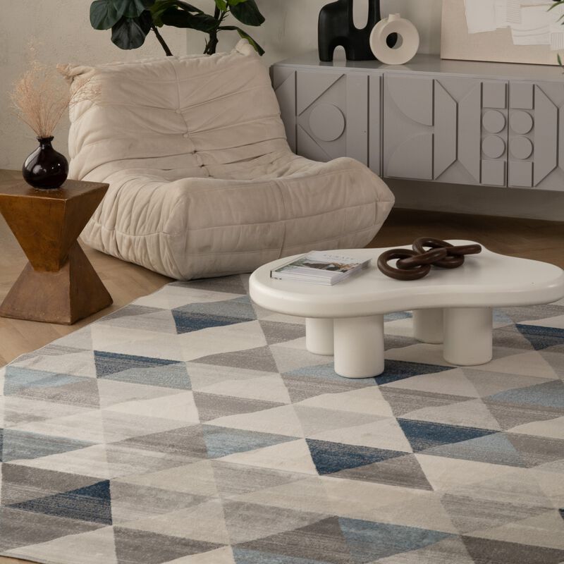 Rug Branch Eldin Contemporary Geometric Blue Beige Indoor Area Rug