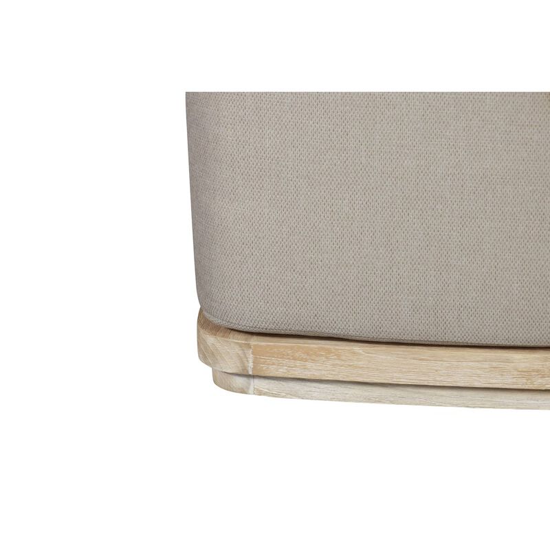 Crafters and Weavers Eclipse Outdoor Solid Teak Wood Ottoman Natural Look - Gray Fabric