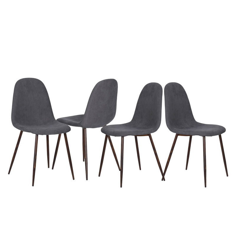 HomeRoots Set of Four Gray and Brown Upholstered Fabric Dining Side Chairs