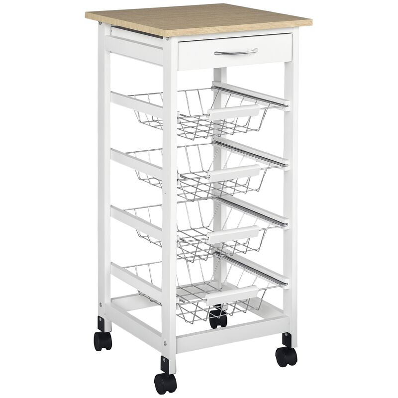 Hivvago Rolling Kitchen Island with Storage and Utility Baskets image number 0