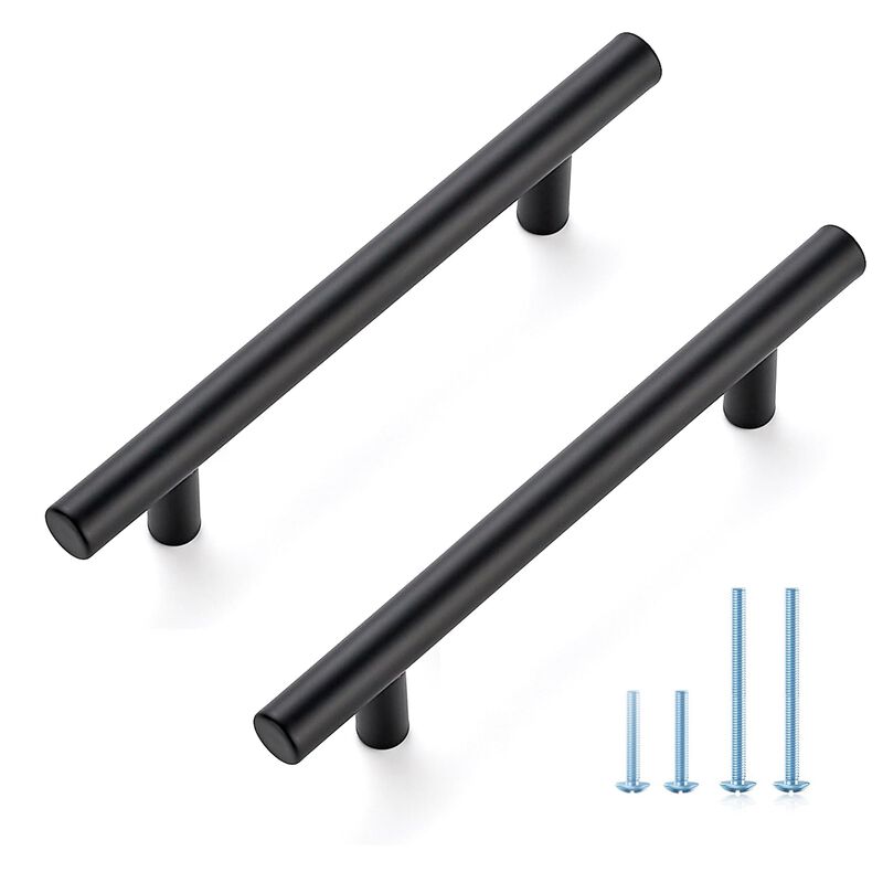 JOY DECOR 60 Pack 6-3/8 Inch Cabinet Pulls Kitchen Cabinet Handles with 4 Inch Hole Center Matte Black Cabinet Hardware Stainles