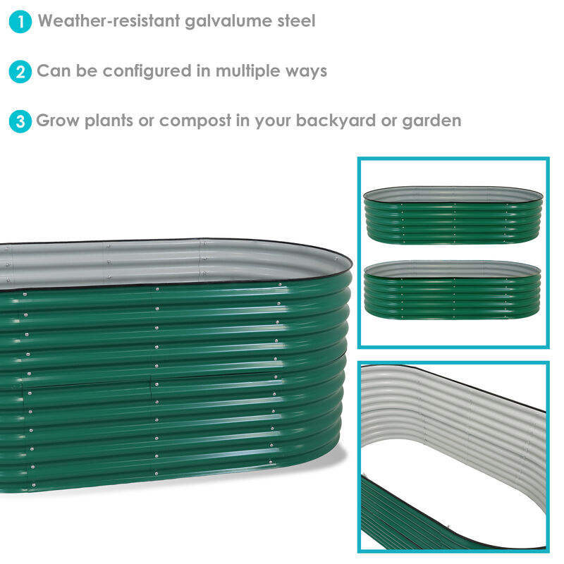 Sunnydaze Galvalume Steel Oval Raised Garden Bed - 79 in x 32 in