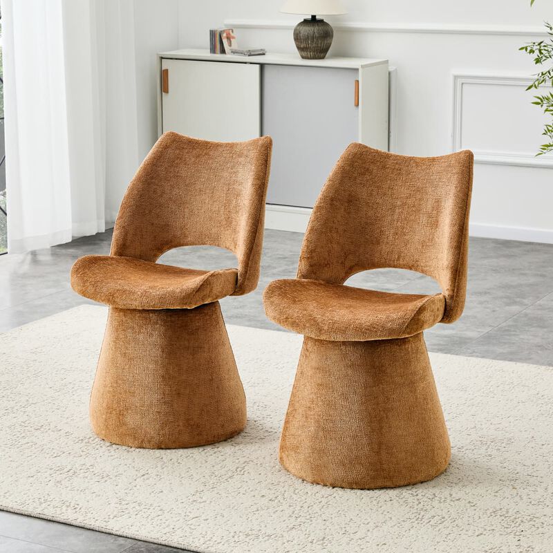 Set of 1 Swivel Dining Chair Velvet Upholstered Dining Chair with Hollow Open Back Modern Dining Chair with Metal Base and Memory Foam image number 4