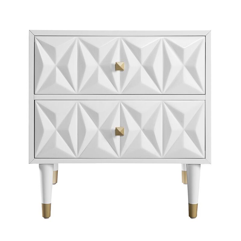 Linon Two Drawer Geo Texture Nightstand image number 4
