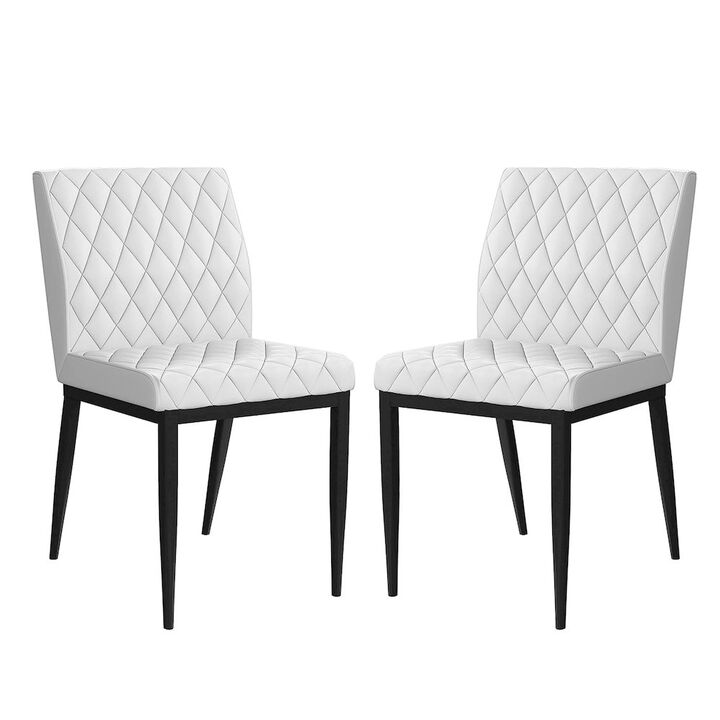 Simple Relax Dining Chair, Black, Ivory Set of 2