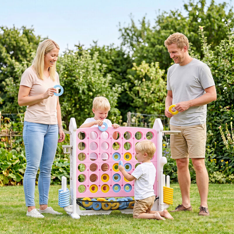 Portable 4 in 1 Row Connect Game with Mesh Net and Adjustable Height image number 4