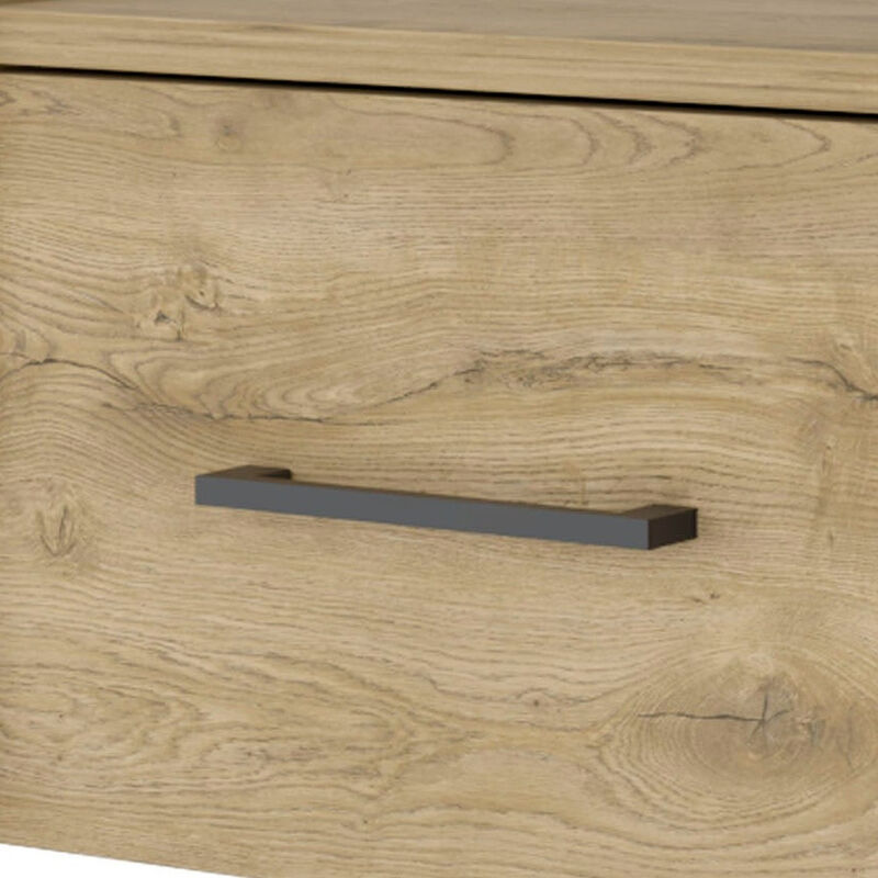 HomeRoots 10" Beige One Drawer Faux Wood Floating Nightstand image number 3