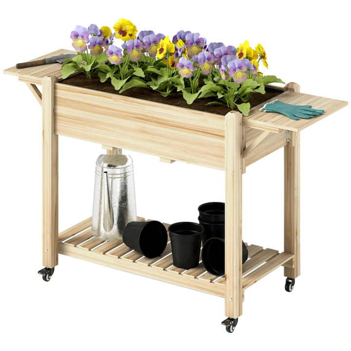 Garden Potting Bench with Wheels, Ideal Planter for Vegetables, Herbs, and Flowers