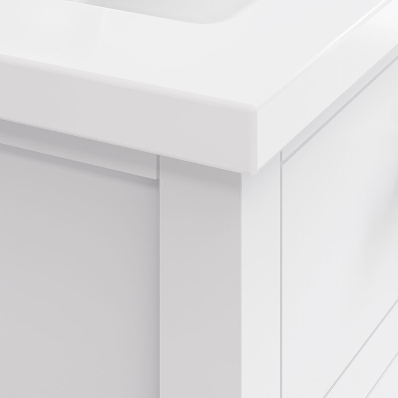 Myra 24 In. Integrated Ceramic Sink Top Bath Vanity in Pure White