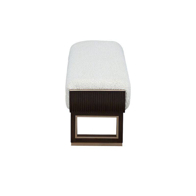 Michael Amini West Kensington Accent Bench - Cream Puff/Medium Espresso