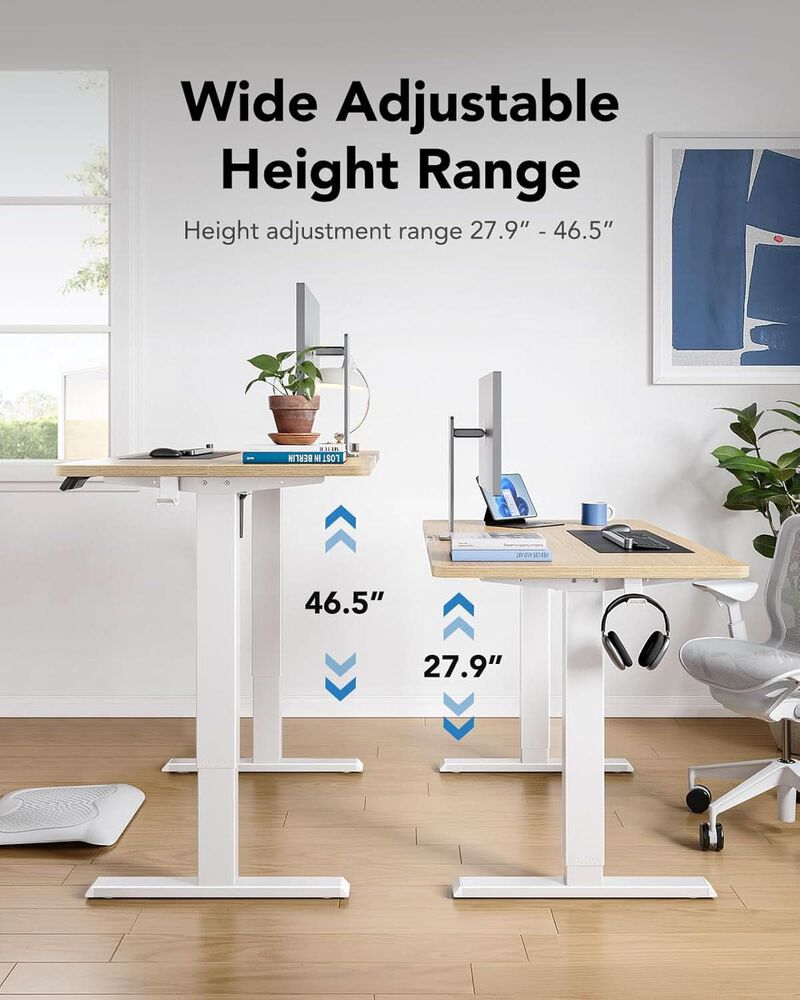 ShipItFurniture 48" Natural Electric Standing Desk with Memory Presets image number 4