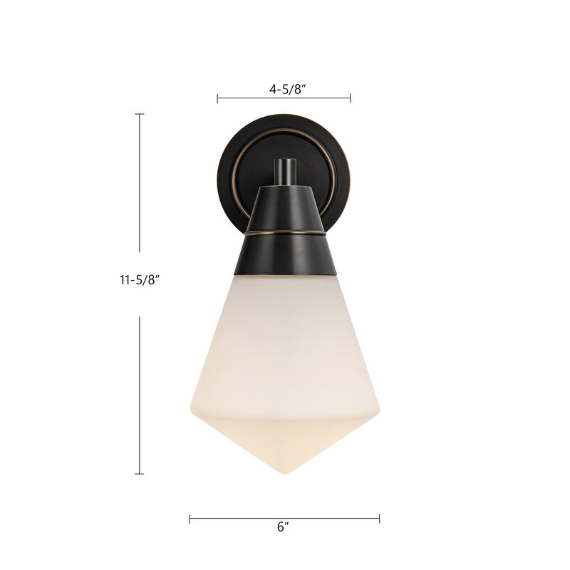 Willard 6-in Urban Bronze/Prismatic Glass 1 Light Damp-Rated Wall/Vanity Light image number 6