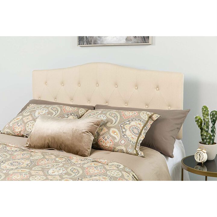 QuikFurn Twin size Beige Fabric Upholstered Button Tufted Headboard