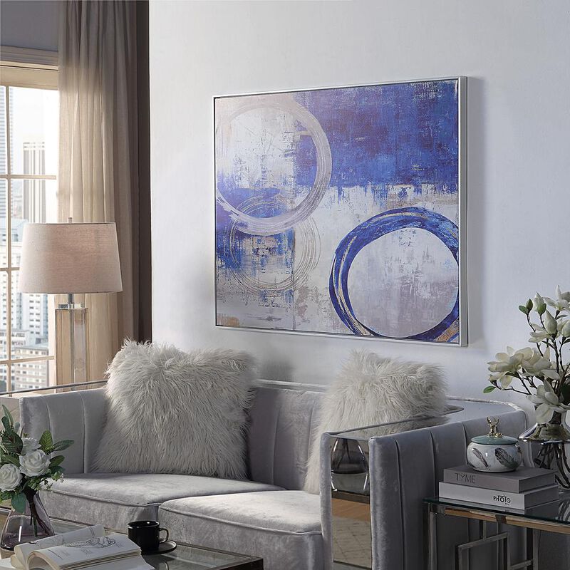 Carolina Living Circle Abstract Wall Art - Blue/Silver - Silver Frame - Large image number 2