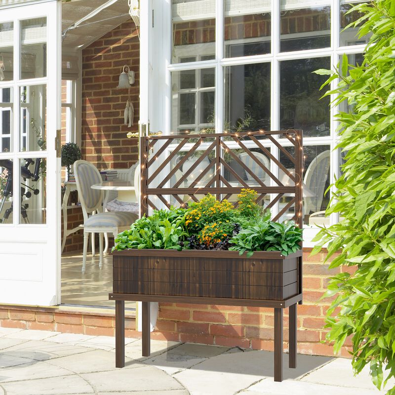 Hivvago Functional Wooden Garden Bed with Trellis image number 7