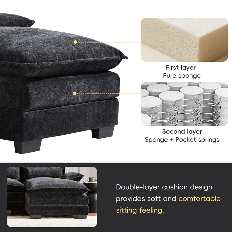 Whisen Upholstered Symmetrical Sectional Sofa with Chaise Lounge and Waist Pillows