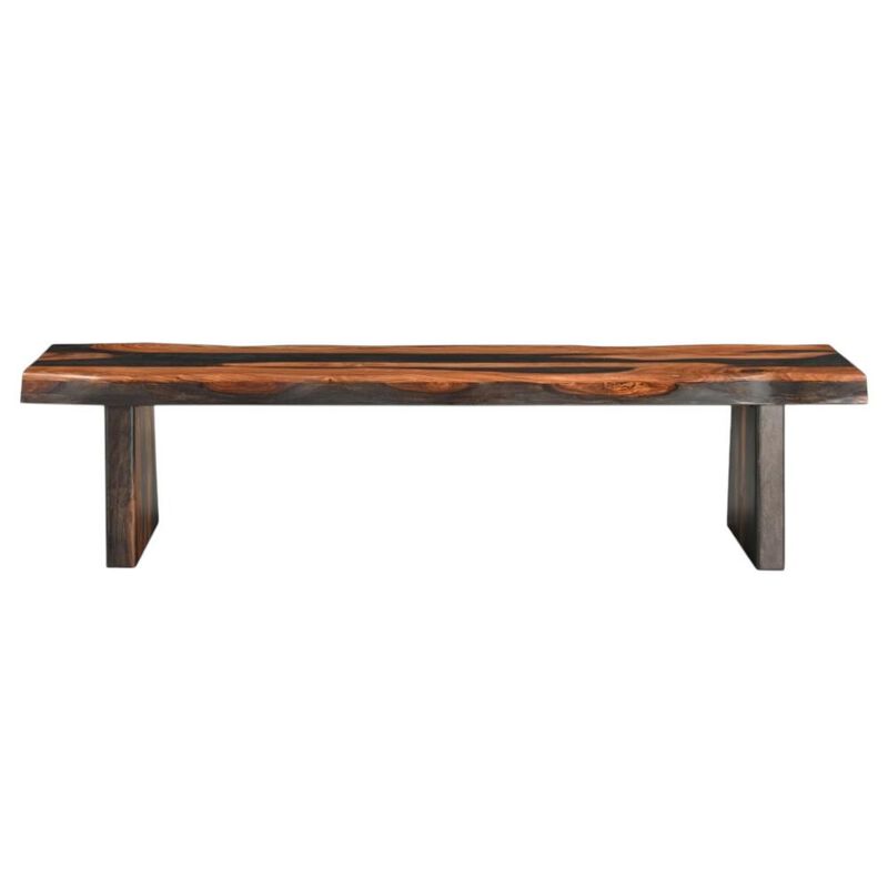 HomeRoots 75" Brown Solid Wood Live Edge Dining Bench image number 2