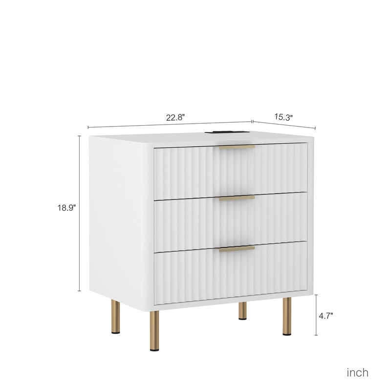 Assembled Nightstand with Charging Station Voice Light USB Storage Cabinet image number 5