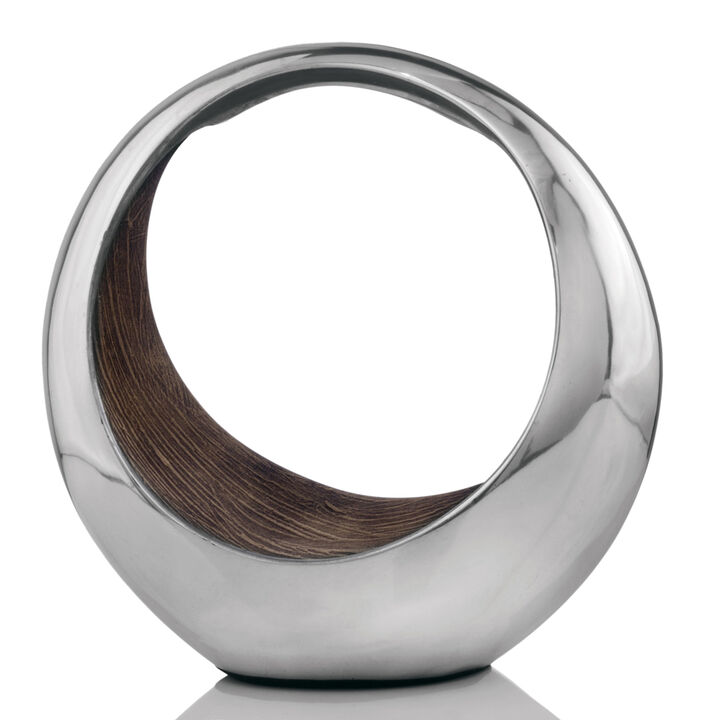 Aluminum Circular Decorative Bowl for Table, Shelf, or Centerpiece Display