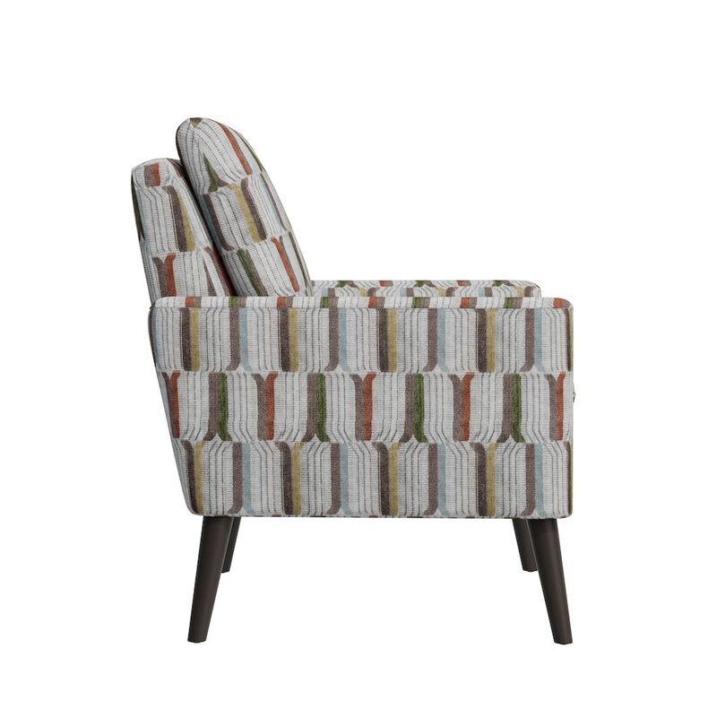 HL Home Furnishings Mid-Century Modern Armchair in Brown, Green and Blue Stripe