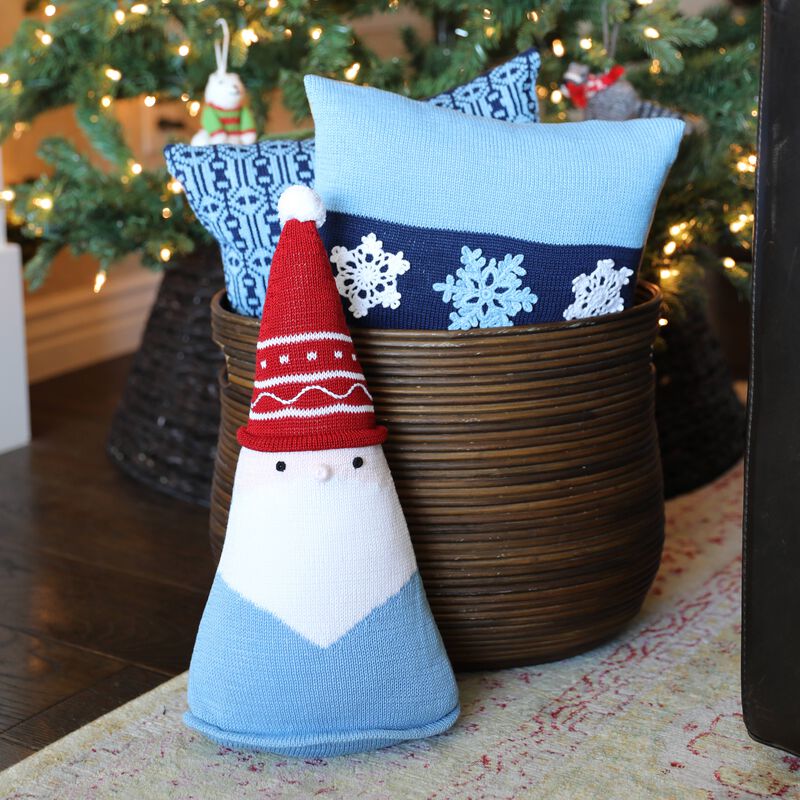 Handmade Blue Santa Christmas Pillow, 15" image number 2