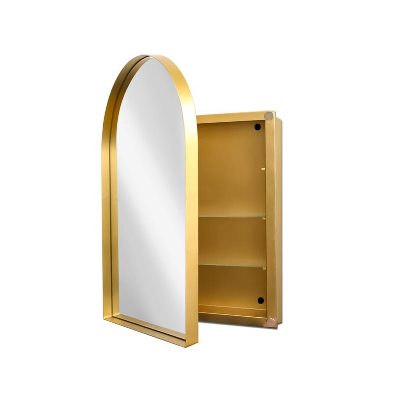 ELEMENT ACE 24x36 Inch Arched Recessed Medicine Cabinet with Adjustable Shelves and Metal Frame image number 0