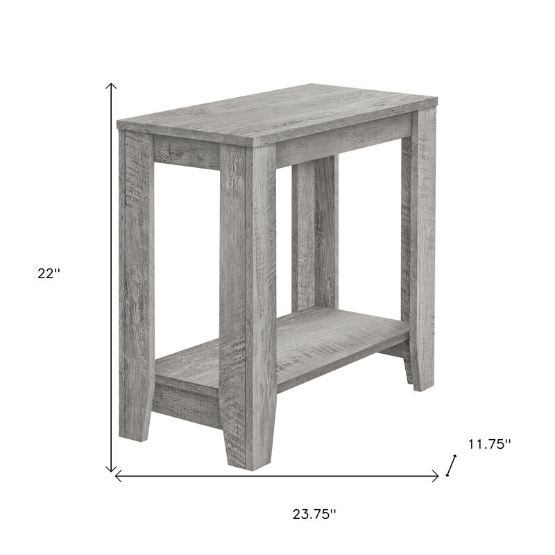Hivvago 22 Inch Gray Wood End Table With Shelf