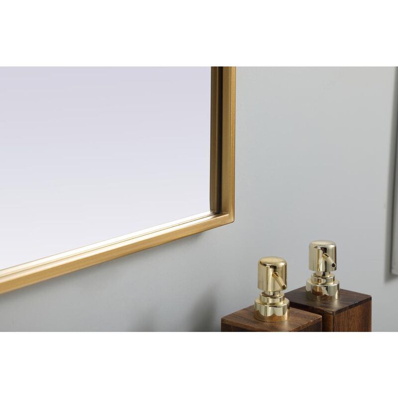 Elegant Decor Metal Frame Arch Mirror 33x36 Inch in Brass