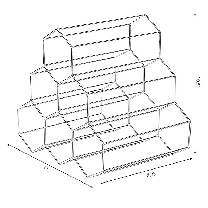 6 Bottle Gold Metal Modern Beehive Honeycomb Shape Countertop Wine Bottle Holder Rack Stand