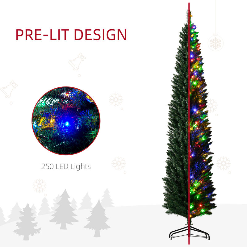 BreeBe 8 ft Prelit Artificial Christmas Tree Skinny Pencil Design with Base image number 4
