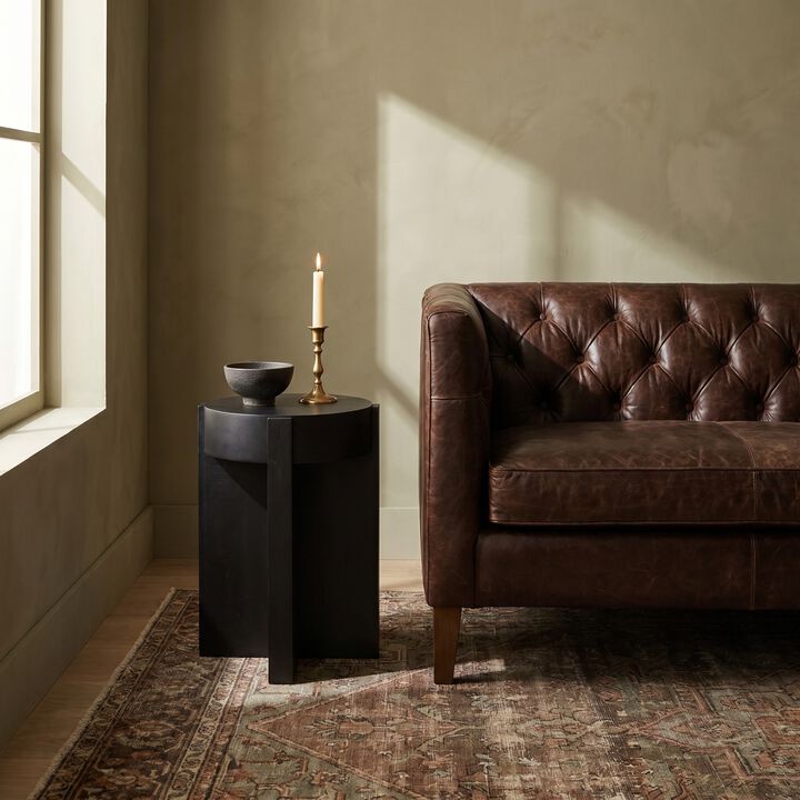 Acacia Wood Side Table with Metal Top
