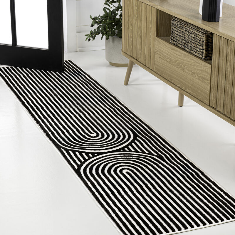 Sofia MidCentury Modern Arch Stripe Two-Tone High-Low Indoor Area Rug