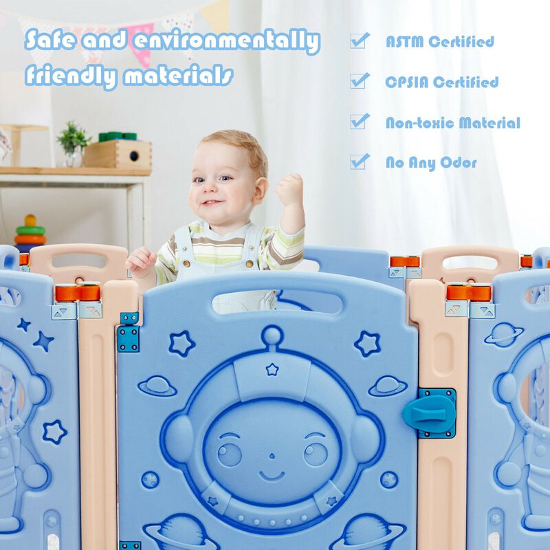 Foldable Playpen Kids Activity Center with Lockable Door