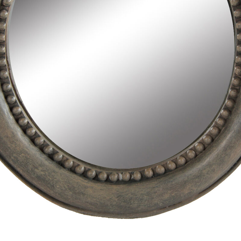 Round Wooden Framed Mirror with Parrot Sculpture Top, Multicolor image number 2