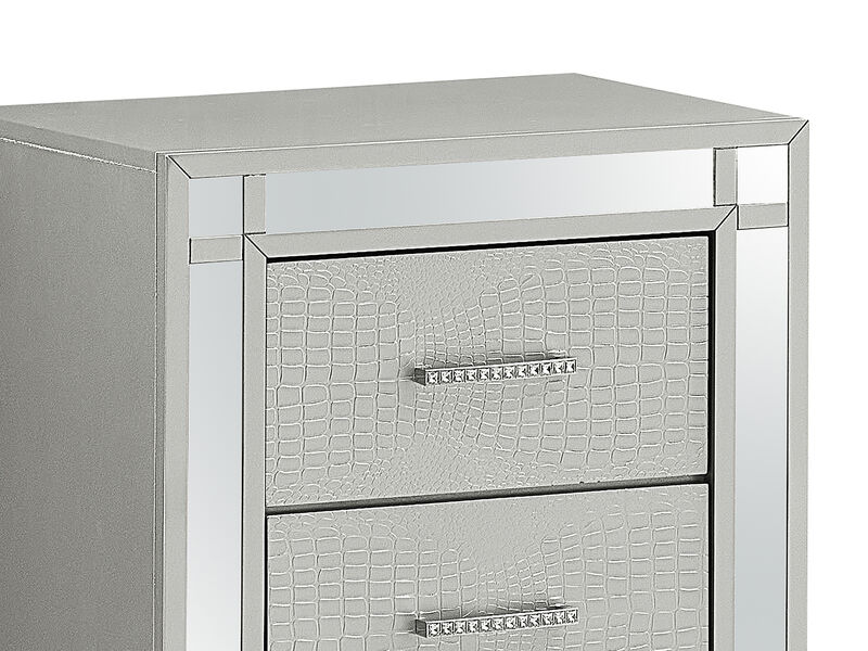 Madison 2-Drawer Silver Champagne Nightstand (26 in. H x 17 in. W x 23 in. D)