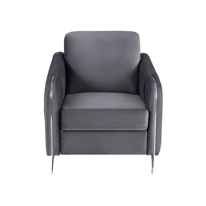 Velvet Modern Chic Accent Armchair in Gray image number 0