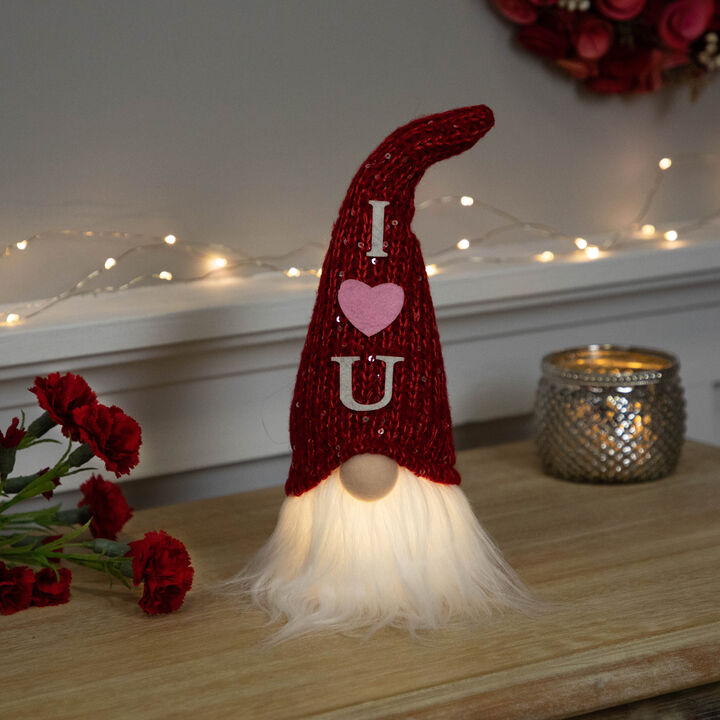 LED Lighted "I Heart U" Valentine's Day Gnome - 11.5"