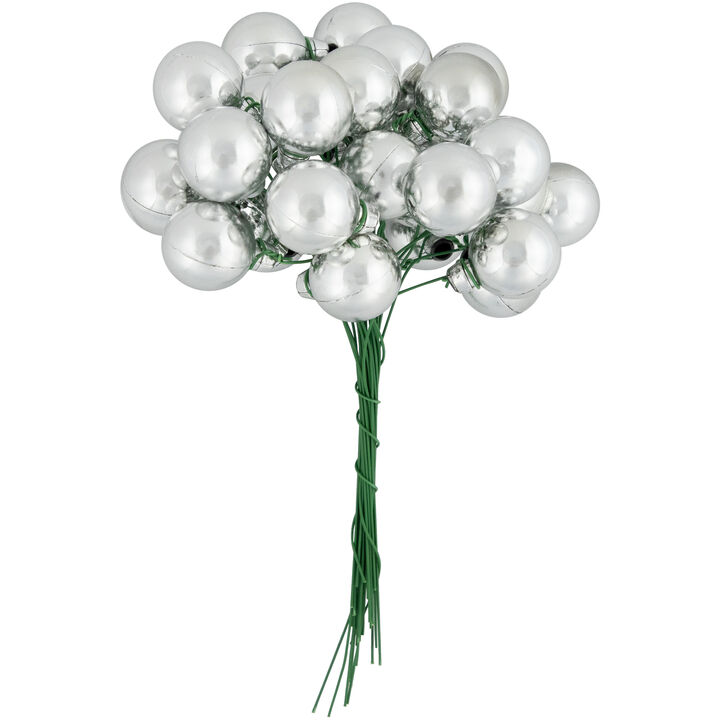 6.75" Shiny Silver Shatterproof Ball Ornament Christmas Pick