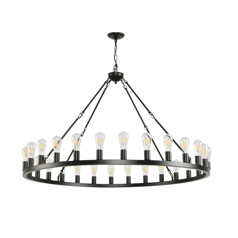 ELEMENT ACE Extra Large Wagon Wheel Chandelier 28-Light Round High Ceiling Pendant Light with Adjustable Chain for Dining Room Living Room Kitchen Foyer Entryway image number 0