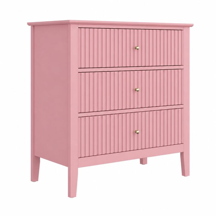 GOODSILO 32 Inch Wide Fluted 3-Drawer Nightstand Large Modern Bedroom End Table with Spacious Storage and Soft-Close Drawers