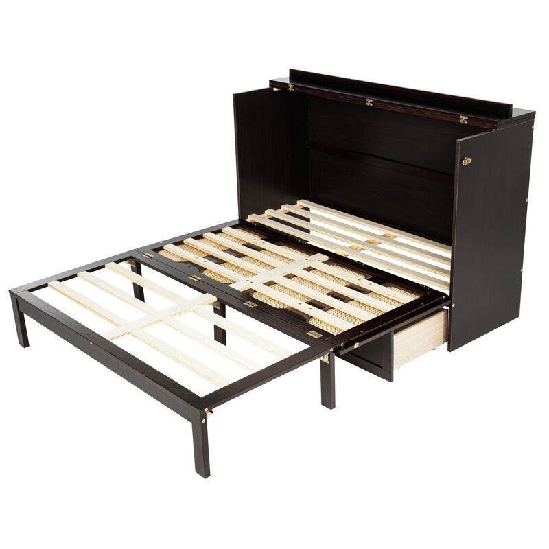 Queen Size Pine Wood Murphy Bed image number 4