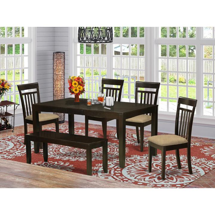 6 Pc Kitchen Table with bench-Kitchen Tables with Leaf and 4 Kitchen Dining Chairs plus Bench