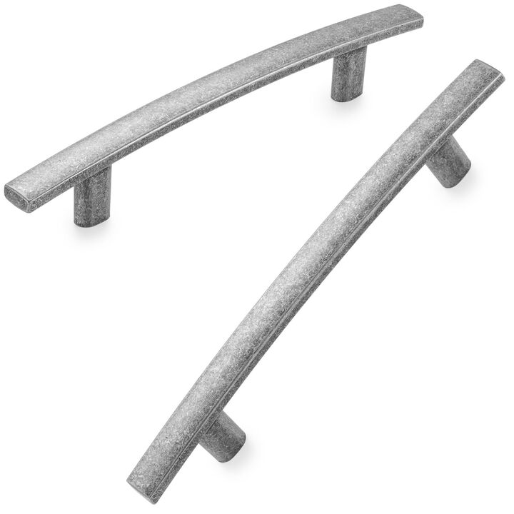 KOOFIZO Curved Bar Vintage Cabinet Pull - Antique Iron Arch Handle, 3.8 Inch/96mm Screw Spacing, 10-Pack Retro Hardware for Kitc